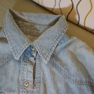 Women's Light Blue Denim Button Down Shirt